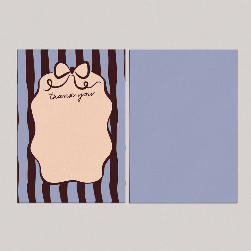 Thank you Notecards x4 | Blue bows and stripes