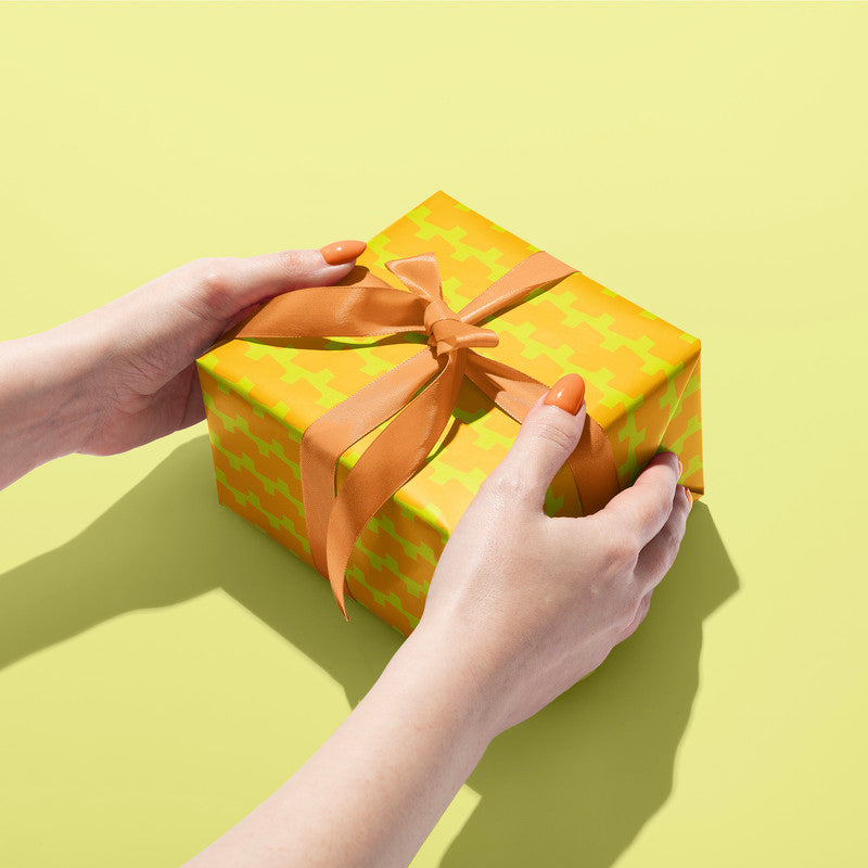 Block Shapes Orange Gift Wrap | Wrapping Paper