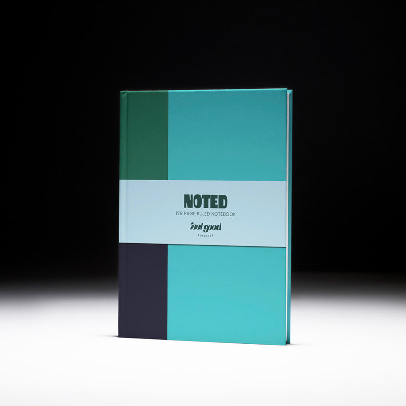 Colourblock A5 Hardback Notebook | Teal and green