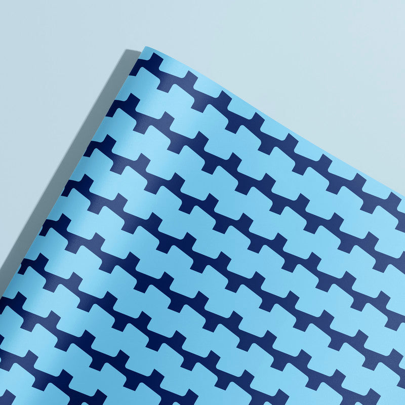 Block Shapes Blue Gift Wrap | Wrapping Paper