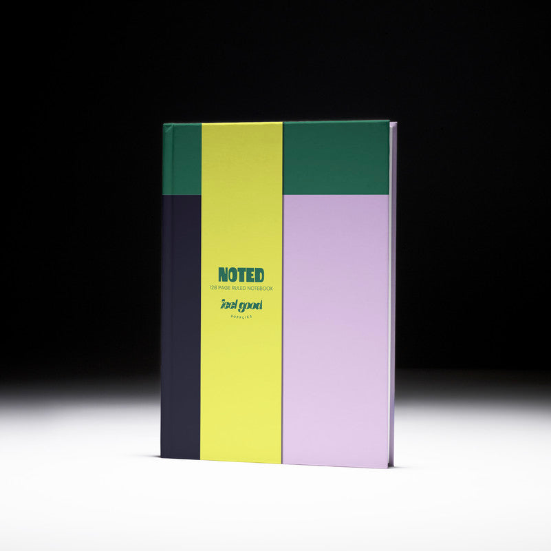 Colourblock A5 Hardback Notebook | Green and Lilac