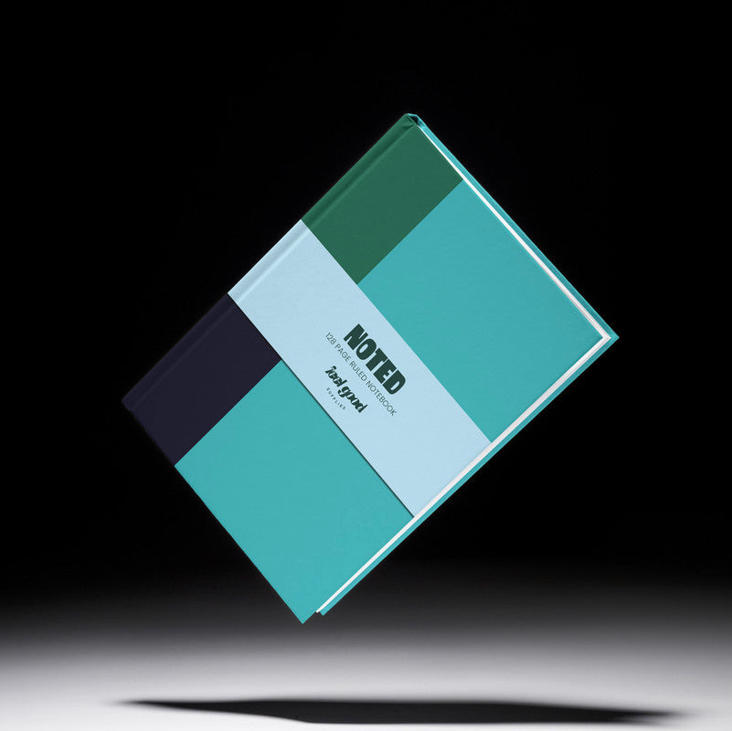 Colourblock A5 Hardback Notebook | Teal and green