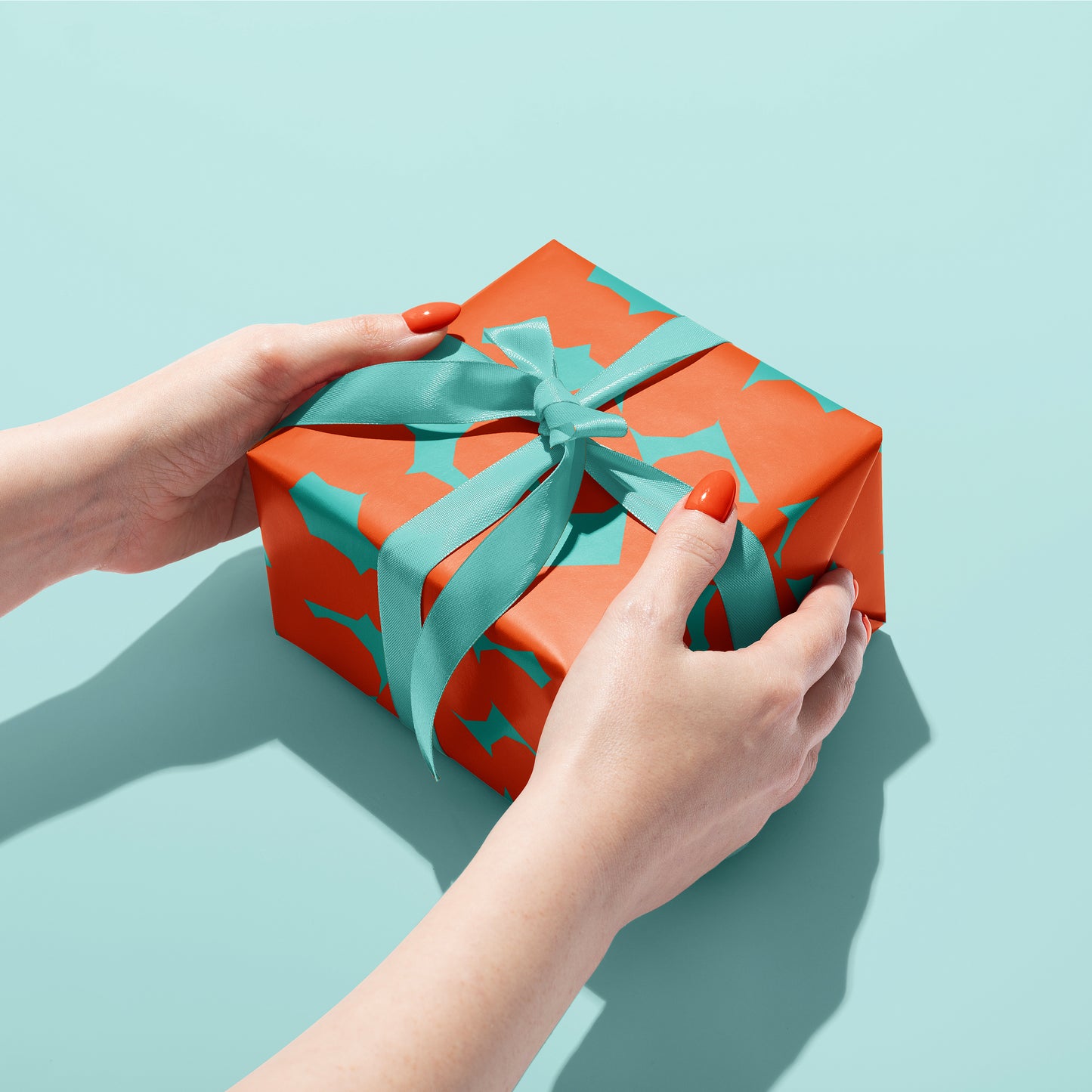 Chunky Heart Orange Gift Wrap | Wrapping Paper