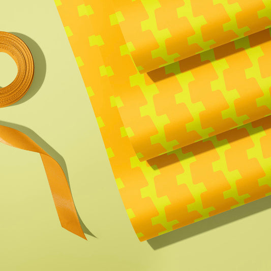 Block Shapes Orange Gift Wrap | Wrapping Paper
