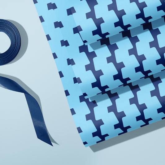Block Shapes Blue Gift Wrap | Wrapping Paper