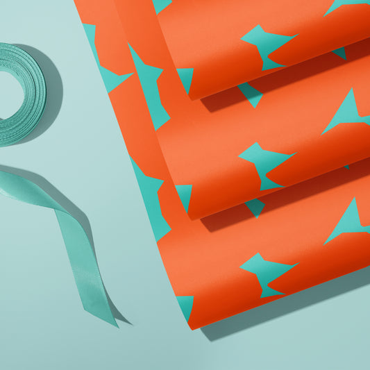 Chunky Heart Orange Gift Wrap | Wrapping Paper