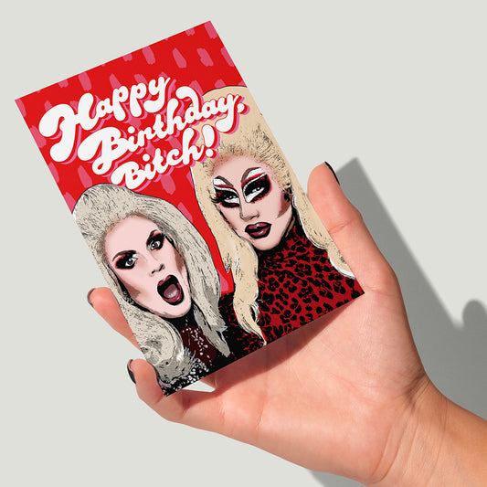Trixie Mattel and Katya Zamo Birthday Card | Drag Queen Type | Illustration Card | RuPaul's Drag Race
