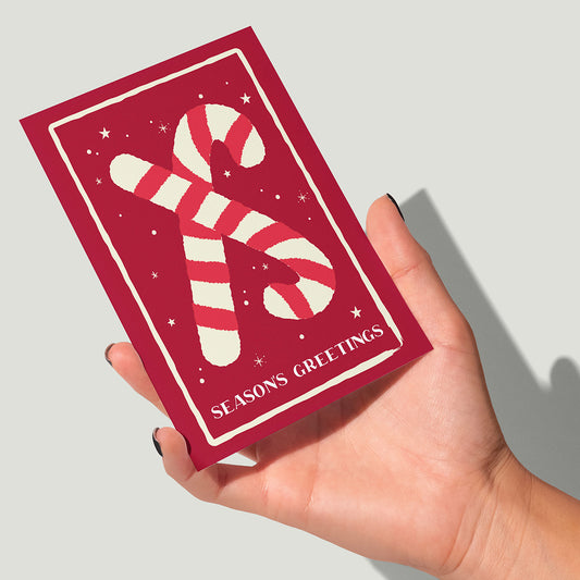 Christmas Candy Cane Illustration Holiday Card | Season's Greetings Christmas Card | Colourful Christmas Card | Fun Christmas Card | Quirky Holiday Card | Colourful Christmas