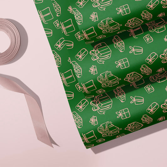 Christmas Gifts Green Gift Wrap | Wrapping Paper