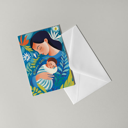 New Baby Card | Welcome to the World Little One Card | Mother and Baby | New Mum | New Parents | Gender Neutral Baby Card | Unisex New Baby Card