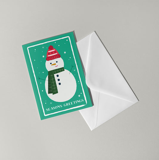 Festive Snowman Illustration Holiday Card | Snowman Christmas Card | Colourful Christmas Card | Fun Christmas Card | Quirky Holiday Card | Colourful | Kids Christmas Card