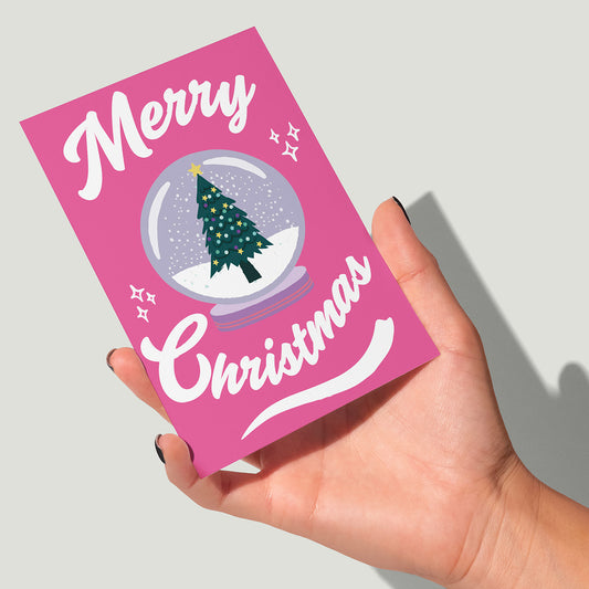 Christmas Snow Globe Card | Merry Christmas Card | Christmas Tree Card | Holiday Card | Seasonal Card
