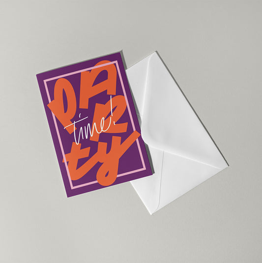 Party Time Card | Flow Type | Typographic Card | Celebration Card | Birthday